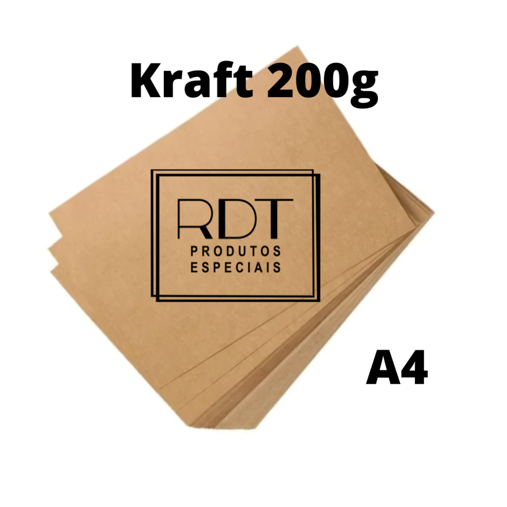 Papel KRAFT 200g A4 100 FOLHAS - RDT Produtos Especiais