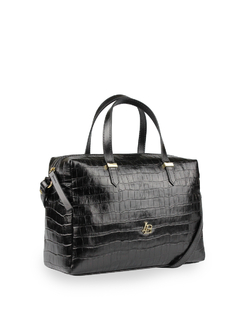 Bolsa Bowling Muriel Média Croco Preto