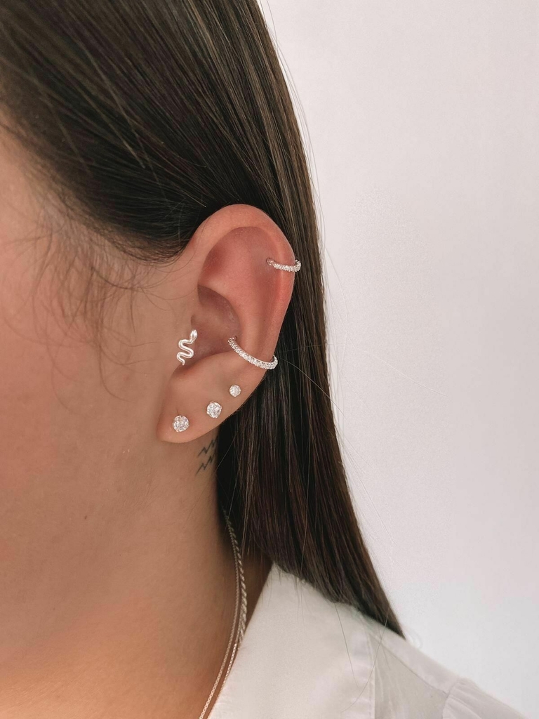 Piercing Orelha Pressão Cartilagem Prata 925