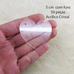 Kit 50 Peças Acrílico Formato Coração 5cm para chaveiro ou decoção - Try Laser