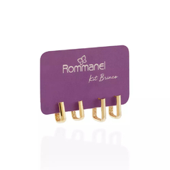 Kit brinco ROMMANEL retangular folheado a ouro 18k - 527241