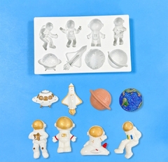 Molde silicona astronauta, naves y planetas - comprar online