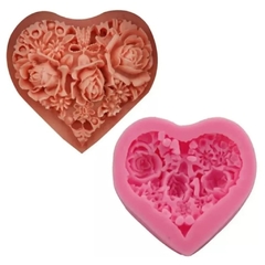 Molde silicona corazon de rosas - comprar online