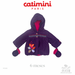 Chamarra morada con puntitos y colores incluye guantes 6 meses Catimini