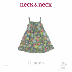 Vestido tirantes estampado flores azules, rosas y amarillas 12 meses Neck & Neck - comprar en línea