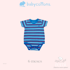 Conjunto jeans y body líneas azules, blancas y naranjas 6 meses Baby Cottons en internet