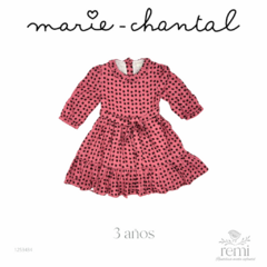 Vestido rosa con bolitas color vino 3 años Marie Chantal