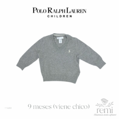 Suéter gris cuello en v 9 meses (viene chico) Polo Ralph Lauren