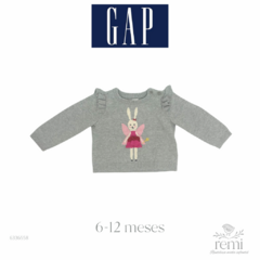 Suéter gris con conejito 6-12 meses Baby Gap