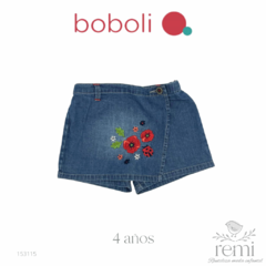 Short/falda de mezclilla con flores bordadas 4 años Boboli