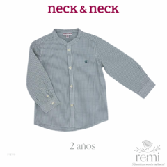 Camisa cuello mao cuadros verdes con blanco 2 años Neck & Neck