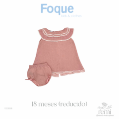 Vestido de punto rosa con cubre pañal 18 meses (reducido) Foque