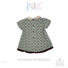 Vestido terciopelo estampado verde con moño color vino 6 meses (reducido) Paz Rodríguez - comprar en línea