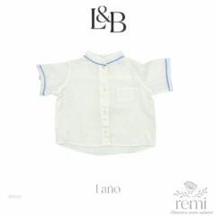 Conjunto 2 piezas lino peto azul con camisa blanca 1 año Linos y Blancos - comprar en línea