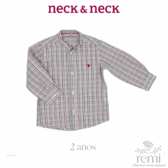 Camisa cuello mao cuadros rojos, verdes y blancos 2 años Neck & Neck