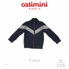 Sudadera zipper azul marino con detalle gris 4 años Catimini