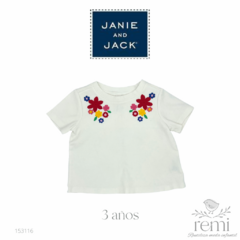 Blusa blanca con flores bordadas 3 años Janie and Jack