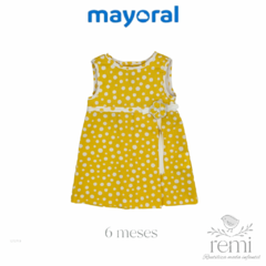 Vestido amarillo con bolitas blancas 6 meses Mayoral