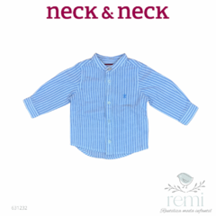 Camisa líneas azules 6 meses Neck&Neck