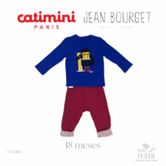 Conjunto 2 piezas pants vino y playera azul 18 meses Catimini + Jean Bourget en internet