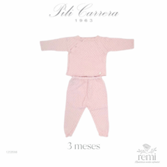 Conjunto 2 piezas calado jubón y polaina rosa claro 3 meses Pili Carrera - comprar en línea