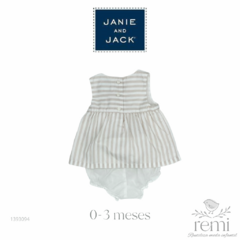 Vestido líneas blancas y beige con cubre pañal 0-3 meses Janie and Jack - comprar en línea