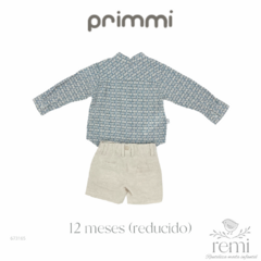 Conjunto 2 piezas acabado lino camisa rombos y short beige 12 meses (reducido) Primmi - comprar en línea