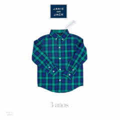 Camisa de cuadros verde con azul marino 3 años Janie and Jack