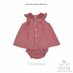 Vestido cuadritos rojos y blancos con cubre pañal 3-6 meses Dulces Moda Infantil - comprar en línea