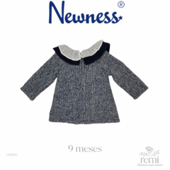Vestido combinado azul con cuello plumeti azul y blanco 9 meses Newness - comprar en línea