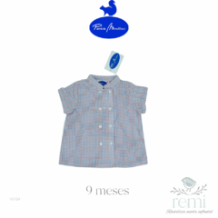 Camisa cuadritos azul y rojo 9 meses Patricia Mendiluce