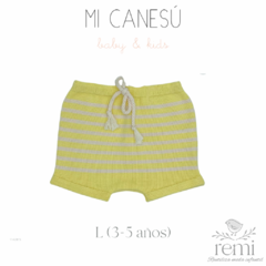 Short de punto líneas amarillas y beige L (3-5 años) Mi Canesú