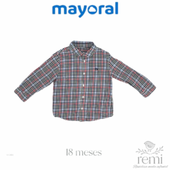 Camisa cuadritos azules, verdes y rojos 18 meses Mayoral