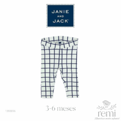 Leggings blancos con cuadros azul marino 3-6 meses Janie and Jack