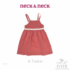 Vestido rosa tirantes y detalle blanco 4-5 años Neck & Neck