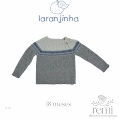 Suéter beige con gris y azul acabado merino y cashmere 18 meses Laranjinha - comprar en línea