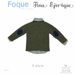 Suéter acabado lana verde con azul y camisa cuadros verdes y blancos 4 años Fina Ejerique + Foque - comprar en línea