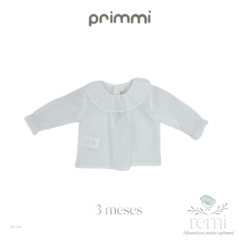 Blusa blanca manga larga con olán 3 meses Primmi