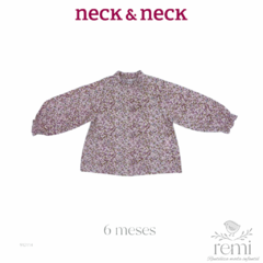 Blusa estampado florecitas moradas 6 meses Neck & Neck