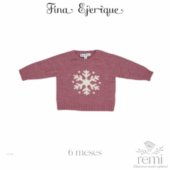 Suéter rosa con copo de nieve 6 meses Fina Ejerique