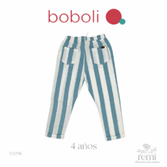 Pantalón líneas azul y blanco acabado lino 4 años Boboli - comprar en línea