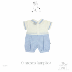 Mono lino blanco con líneas azules 0 meses (muy amplio) Diseños Españoles - comprar en línea