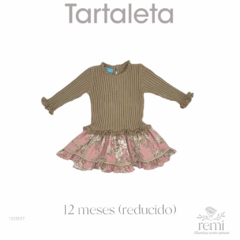 Vestido combinado beige con falda rosa 12 meses (reducido) Tartaleta