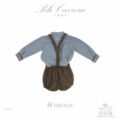 Conjunto 3 piezas camisa, suéter lana color vino y peto a juego 18 meses Pili Carrera - comprar en línea