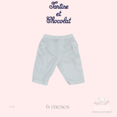 Camisa cuadritos azul claro y pantalón blanco 6 meses Tartine et Chocolat en internet
