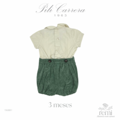 Conjunto camisa beige y pololo pana verde 3 meses Pili Carrera - comprar en línea