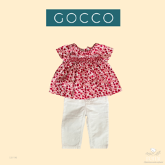 Blusa flores rojas con smock 6-9 meses Gocco - comprar en línea