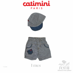 Conjunto short y gorra de rayas 1 mes Catimini