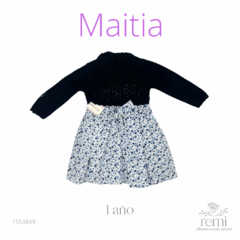 Conjunto vestido flores azules y torera 1 año Maitia - comprar en línea