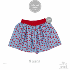 Conjunto sudadera azul corazón y falda corazones 8 años Mon Petit Bonbon - comprar en línea